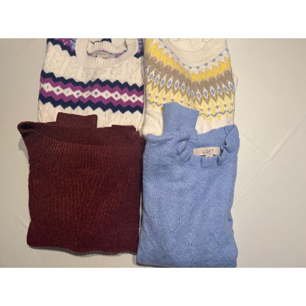 LOFT Sweater Bundle Lot of 4 Cozy Winter Knit PulloverSweaters